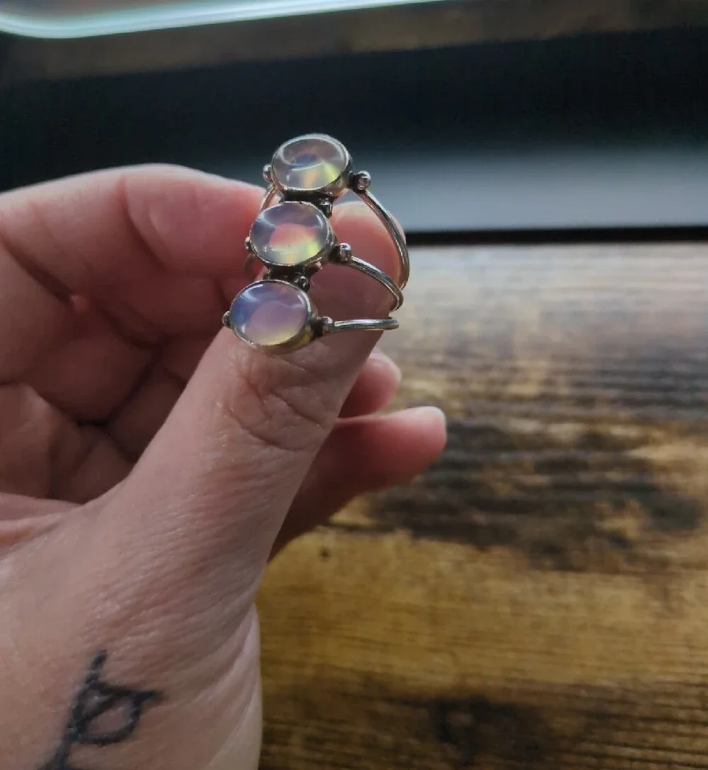 Triple Opal Sterling Ring - Opalescent